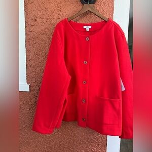 Croft & Barrow Women's Button Front Jacket Size 3X NWT Unlined Red Orange Kohls